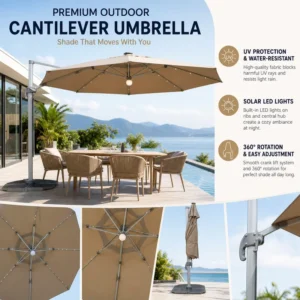 Large Manual Side Pole Beach Umbrella Advertising Print Windproof For Outdoor Restaurants Patios Hotel Pool Terrace