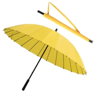 Large Manual Straight Umbrella for Adults, Wind and Rain Resistant, Durable Black Coating, UV Printing, Business Gifts