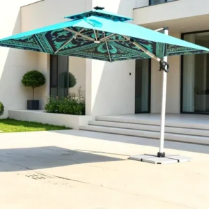 Large Modern Waterproof Aluminum Patio Umbrella with Multi-Size Options and Silk Screen Logo for Courtyard Hotel Park