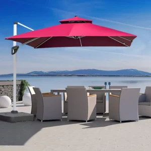 Large Outdoor Cantilever Umbrella Full Aluminium Commercial Restaurant Beach Patio Parasol