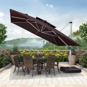 Large Outdoor Commercial Patio Umbrella for Restaurant Cafe Hotel Garden Polyester Sunshade Umbrella with Base