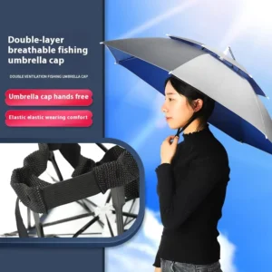Large Outdoor Fishing Camping Head Umbrella with 8K Ribs, Double Can Design, and Sun Protection