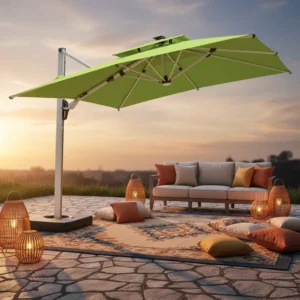 Large Outdoor LED Umbrella with Lights Heavy Duty Waterproof for Garden Outdoor Furniture