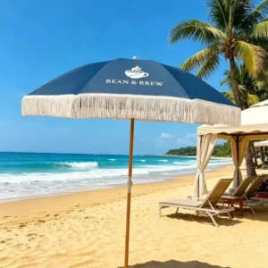 Large Outdoor Macrame Tassel Fringe Beach Umbrella with Custom Logo