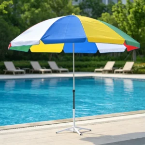 Large Outdoor Parasol 170cm Radius Sun Umbrella Rust Proof Galvanized Steel Pole for Market Patio Beach Use