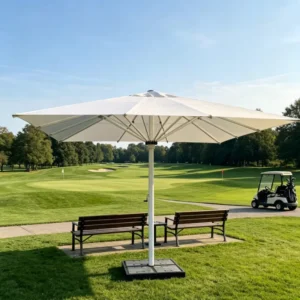 Large Outdoor Patio Center Pole Umbrella Aluminum Frame Commercial Grade Garden Umbrella with LED Light Custom Logo
