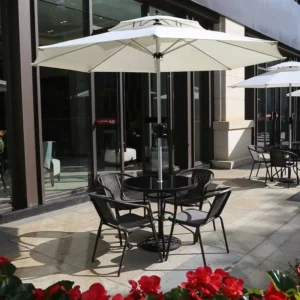 Large Outdoor Patio Market Umbrella, Center Pole, Sun Shade Set with Table and Chairs, Windproof, Hotel Use