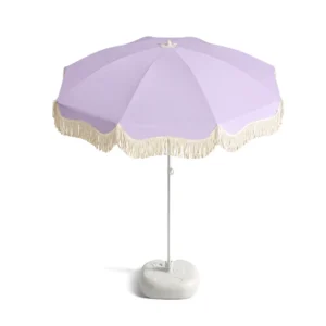 Large Outdoor Tassel Fringe Beach Umbrella for Garden, Courtyard, Patio, Poolside, Bar, Resort, Hotel, and Picnic
