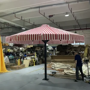 Large Patio Pool Aluminum Umbrella with LED Parasol for Garden