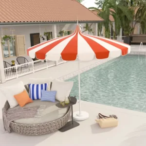 Large Polyester Pagoda Style Patio Umbrella with UV 50+ Protection for Pool, Beach, Garden, and Park Use