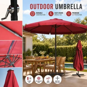 Large Portable Beech Sunshade Umbrella Tassel Beach Garden Resort Patio Deck Event