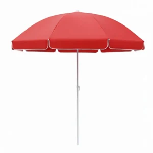 Large Red Tilt Beach Umbrella, Waterproof UV Protection, Portable Outdoor Patio and Garden Sun Shade