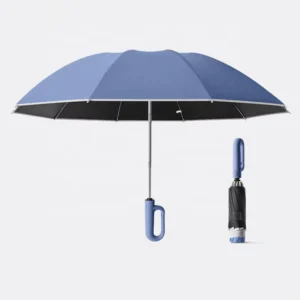 Large Ring Buckle Reverse Automatic Folding Three-Fold Business Umbrella