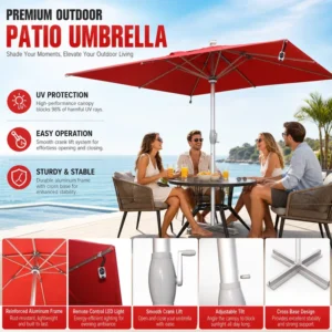 Large Roman Cantilever Patio Umbrella, Aluminum, for Beach, Hotel, Poolside, Cafe, and Terrace