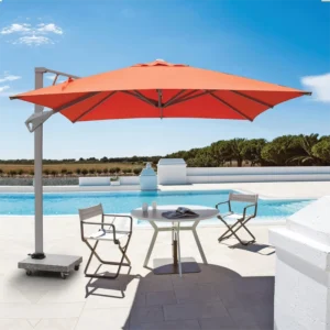 Large Roman Solar LED Patio Umbrella for Courtyard, Hotel, Dining, or Beach Use