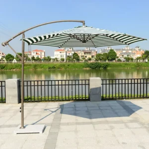 Large Side-Hanging Banana Umbrella with Marble Base for Outdoor Garden Courtyard Use