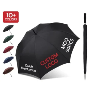 Large Size Double Canopy Straight 190T Golf Umbrella Custom Logo Silk Screen Printed Automatic Opening 110cm Lifting Promotion