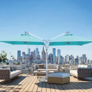 Large Square Aluminum Garden Beach Umbrella UV 50+ Protection Lightweight Foldable Waterproof Outdoor Furniture