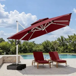 Large Square Cantilever Patio Umbrella Windproof Offset Heavy Duty Sun Umbrella for Garden Deck and Pool