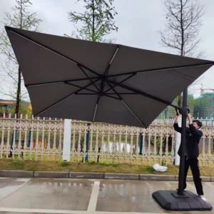 Large Square Cantilever Roman Patio Umbrella with Anti-UV Canopy and LED Lights