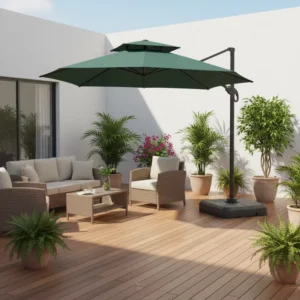 Large Square Heavy-Duty Garden Umbrella for Pool and Restaurant