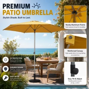 Large Square Patio Garden Umbrella Restaurant Cafe Hotel Aluminum Frame Commercial Big Size For Outdoor Venue