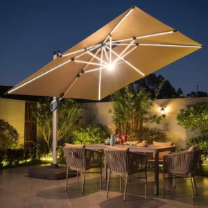 Large Square Roman Umbrella Waterproof Windproof Adjustable Cantilever for Patio Garden