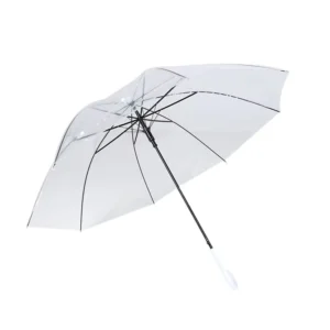 Large Straight Beach Umbrella Transparent POE Plastic Semi-Automatic 90cm For Adults