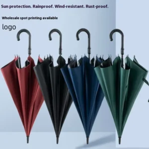 Large Straight Long-Handle Rain and Sun Umbrella, Semi-Automatic, for Travel and Business