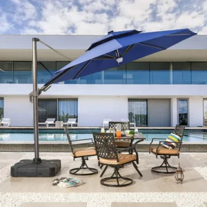 Large Terrace Garden Cantilever Umbrella Commercial Table Market Patio Umbrella With LED Light