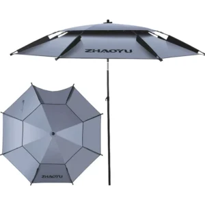 Large Thickened Double-Layer Folding Outdoor Fishing Umbrella with Walking Stick, Waterproof