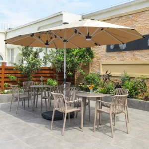 Large Three-Headed Parasol Center Pole Restaurant Outdoor Resort Commercial Sun Patio Umbrella