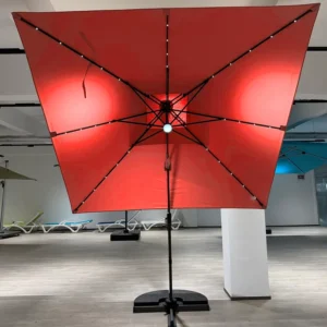 Large Waterproof Eco Friendly Patio Sunshade LED Light Beads Aluminum Pole Cantilever Umbrella