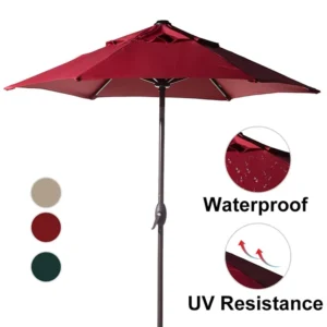 Large Waterproof Foldable Aluminum Garden Beach Parasol with Concrete Base