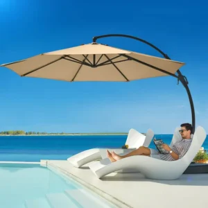 Large Waterproof Polyester Fabric UV Protection Cantilever Banana Umbrella for Garden Patio Poolside
