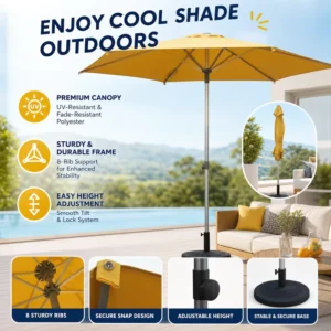 Large Windproof Advertising Print Beach Umbrella with Side Pole for Restaurants, Patios, Backyards, Decks, and Events