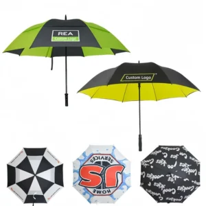 Large Windproof Auto-Open Long-Handle Double-Vented Canopy Straight Golf Umbrella, Custom Logo Print