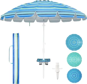 Large Windproof Outdoor Patio Umbrella with Tilt, Portable Folding Design, and Beach or Garden Use