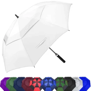 Large Windproof Waterproof Double-Layer Golf Umbrella with Custom Logo Semi-Automatic Rain Function for Men