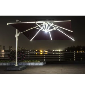Led Restaurant Outdoor Umbrella Garden Patio Sun Parasol Umbrella and Base