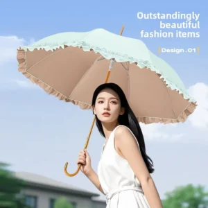 Light Luxury Lace Umbrella, Sturdy Steel Frame & Long Handle, Girly Fresh Style for Sun Rain Protection, High Aesthetic
