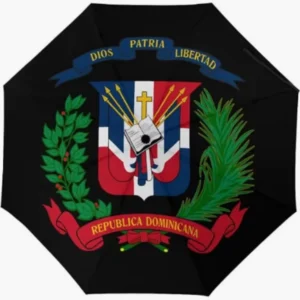 Light Weight Dominican Republic Rainproof Sunproof Umbrella National Flag Emblem Pattern Print Fully Automatic Umbrella