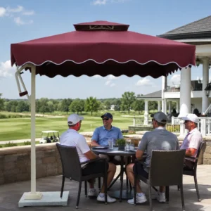 Lightweight Aluminum Patio Side Umbrella with Plastic Base for Residential Outdoor Use