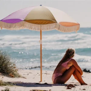 Lightweight Aluminum Pole 1.8m 2m Beach Umbrella, UV Protection, Floral Canvas, RPET, Cotton Tassels, Outdoor Hotels