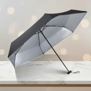 Lightweight Flat Handle UV protection 190T Pongee Fabric 19inch 6 Ribs Compact Mini Five Fold Umbrella with Logo Printing