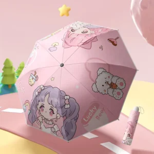 Lightweight Foldable Nylon Children’s Umbrella, Manual, Cartoon, Dual-Purpose Sun and Rain, Fiberglass Ribs, 95 cm