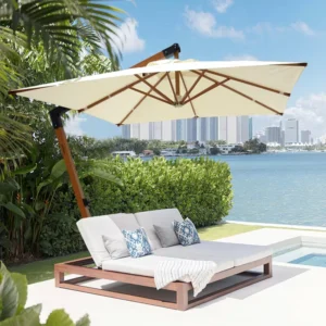 Lightweight Foldable Waterproof Aluminum UV-Resistant Patio Banana Umbrella for Beach, Hotel, Garden, Park, and Pool
