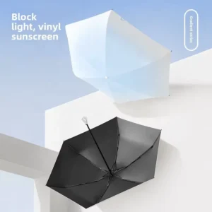 Lightweight Manual Open Ring Shape Handle Fiberglass Frame 190T Pongee Fabric with Black UV Coating Mini Five Folding Umbrella