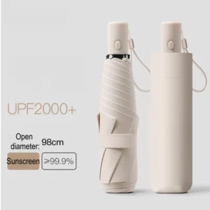 Lightweight Mini UV Automatic Umbrella Compact 3-Fold 6-Rib All-Weather Sun and Rain Pocket Parasol for Women