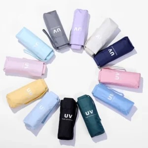 Lightweight Portable Vinyl Five-Fold Sun Umbrella with UV Protection